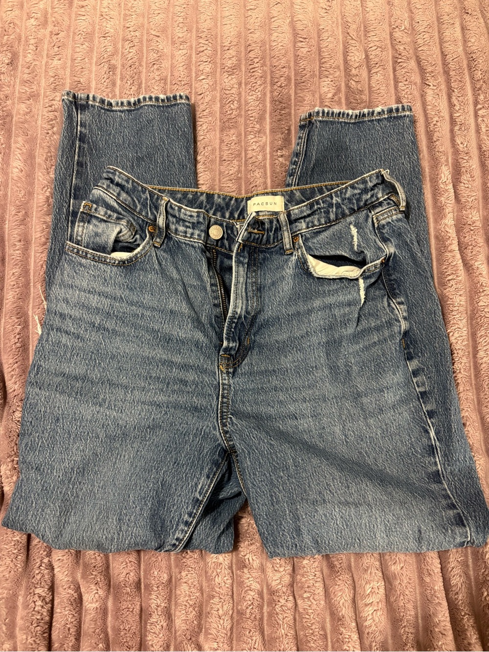 PacSun Curve Straight Leg Mid Blue Denim Jeans